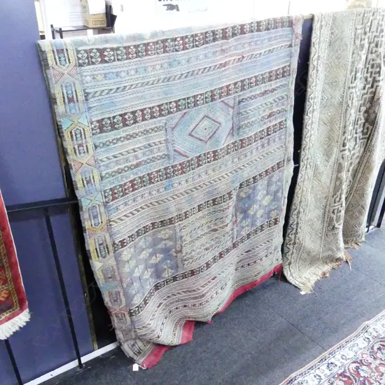 RED FLAT WEAVE RUG SOME WEAR 2300x1300mm