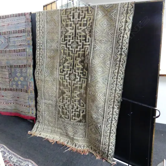 BROWN FLAT WEAVE RUG SOME WEAR 2400x1330mm