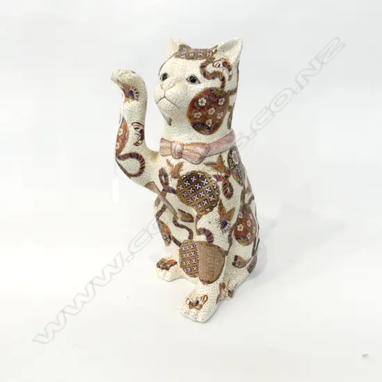 OLD 'Made in China' SATSUMA CERAMIC CAT H.320mm  OLD LABELS TO BASE