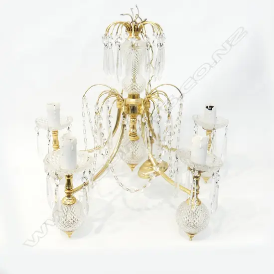 5 ARM RETRO GOLD & CRYSTAL CHANDELIER H.400mm / 500mm dia