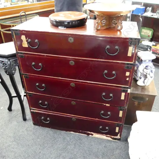 1930’S KYOTO LACQUERED CEDAR KIMONO CHEST H.1070mm. W.911mm