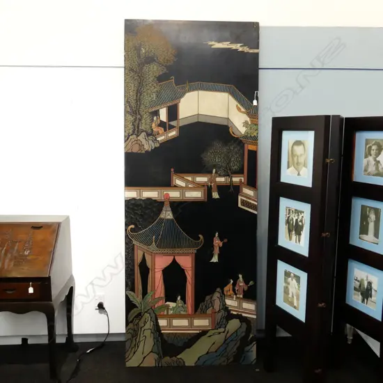 LGE 1 PANEL JAPANESE SCREEN CARVED & PAINTED. H.2450mm.