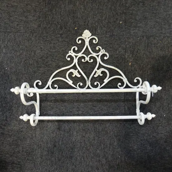 FRENCH STYLE WHITE METAL 2 RAIL TOWEL RACK W.720mm