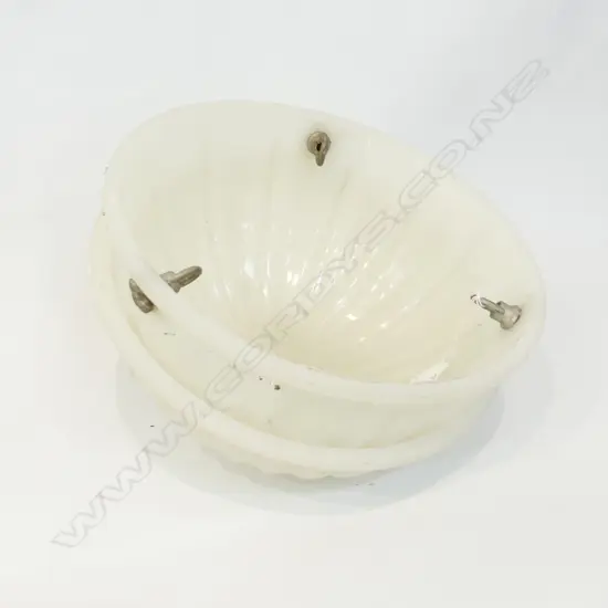 2 DECO FROSTED GLASS PENDANT LIGHTS 305mm dia