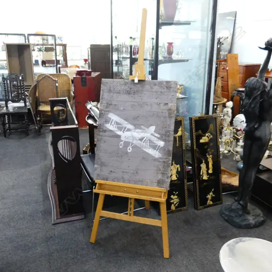 KAURI EASEL + PLANE PAINTING ON BOARDS 800x600mm / H.1900mm