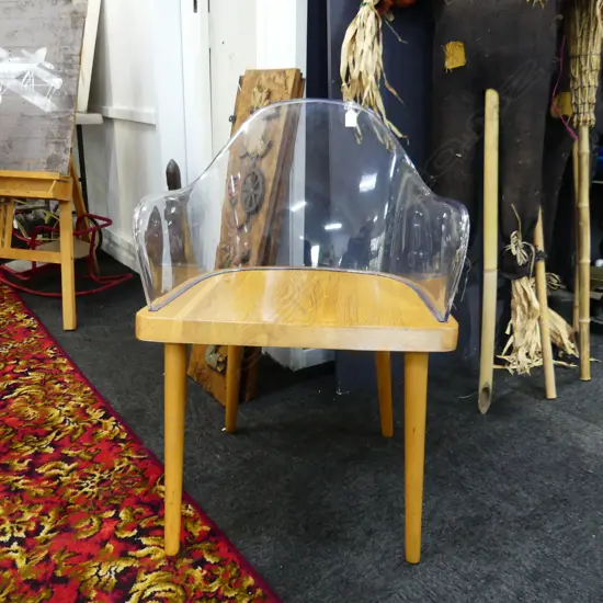 TIMBER & CLEAR PLASTIC DESIGNER CHAIR