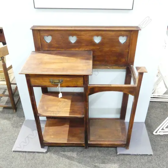 OAK ARTS & CRAFTS HALL STAND 785x330x980mm