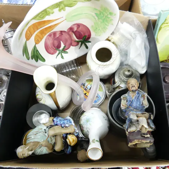BOX LOT ASST; PEWTER, 3 MUD MEN ETC
