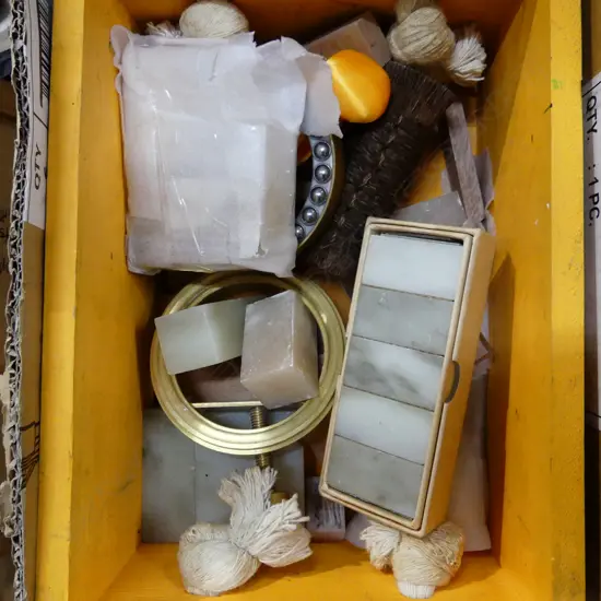 UNMARKED CHINESE CALLIGRAPHY CHOP SEAL STONES ETC YELLOW BOX