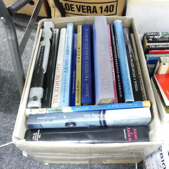 BOX LOT ASST. BOOKS; MEDIEVAL ARMOUR ETC