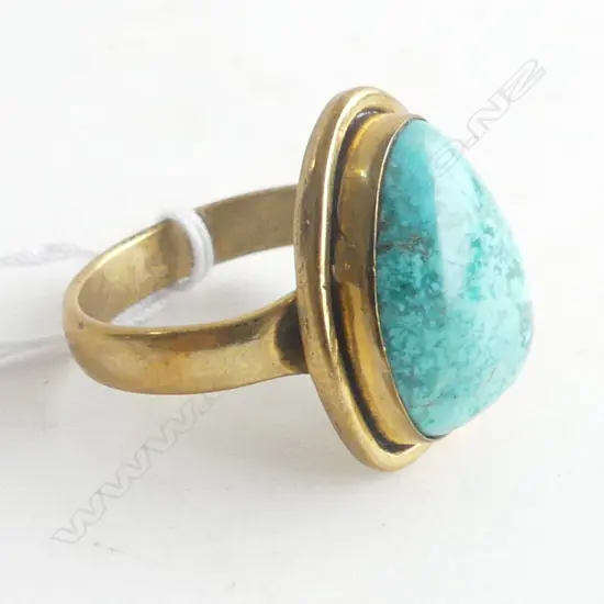 TURQUOISE & COPPER RING SIZE P
