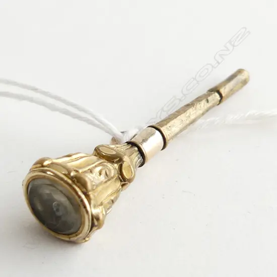 VICTORIAN GOLD PLATED WATCH KEY W STONE SET END