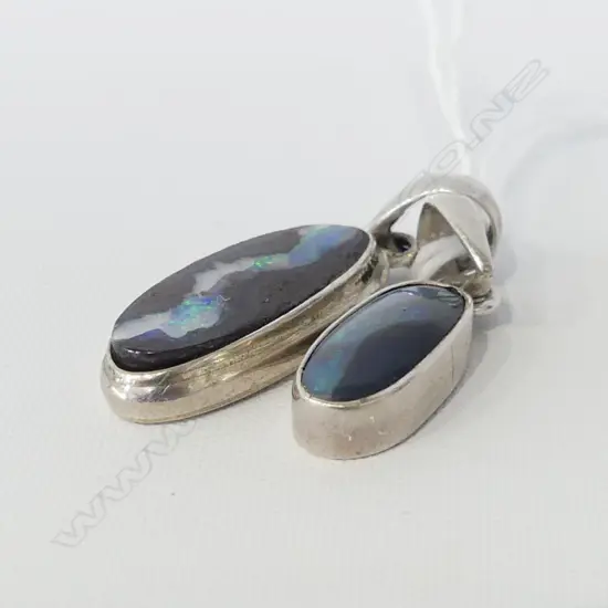 2 925 SILVER SET BOULDER OPAL PENDANTS