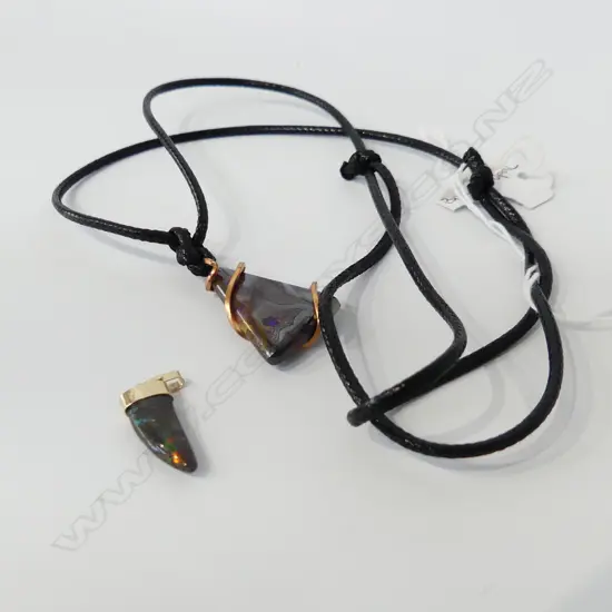 COBALT & COPPER PENDANT W BLACK CORD + ROLLED GOLD & COBALT PENDANT