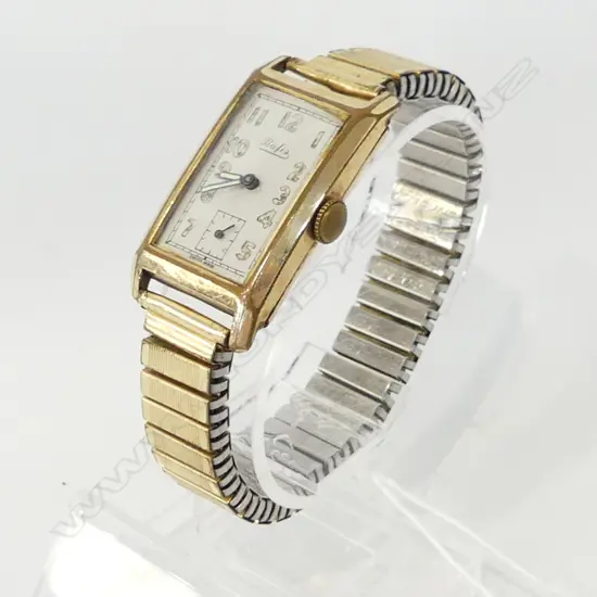 GENTS HAFIS  SWISS MADE ROLLED GOLD MANUAL WIND TANK WATCH C 1930 NOT WORKING