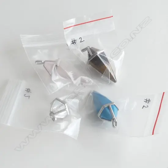 4 SEMI PRECIOUS PENDANTS 7GMS