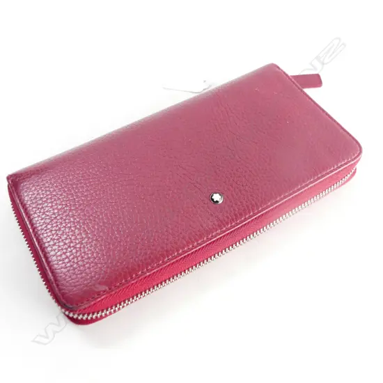 RED LEATHER MONTBLANC SARTORIAL ZIP AROUND WALLET W.200mm MADE IN ITALY
