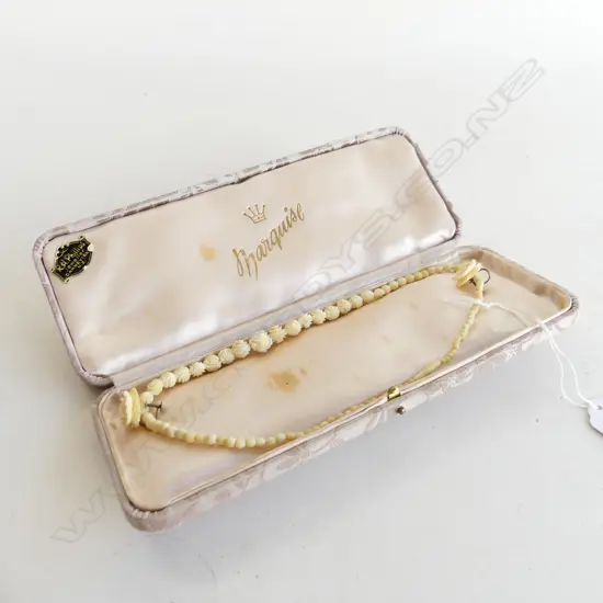 VINTAGE IVORY BEAD NECKLACE & EARRINGS