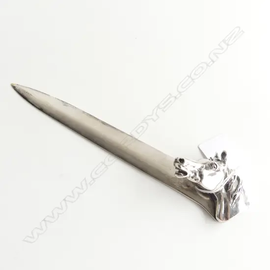 HERMES PARIS SILVER PLATE LETTER OPENER w. HORSE L.220mm made in France