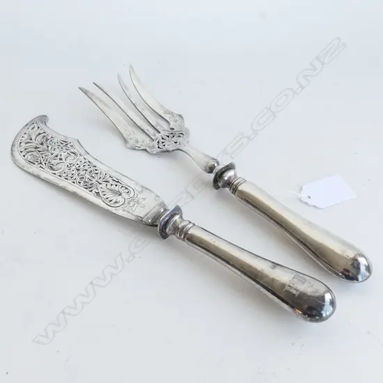 PR EUROPEAN SILVER SERVING KNIFE & FORK L.290mm