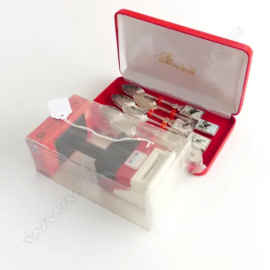 BOXED SET NZ STAMP SPOONS + NZ POST MINI POSTBOX