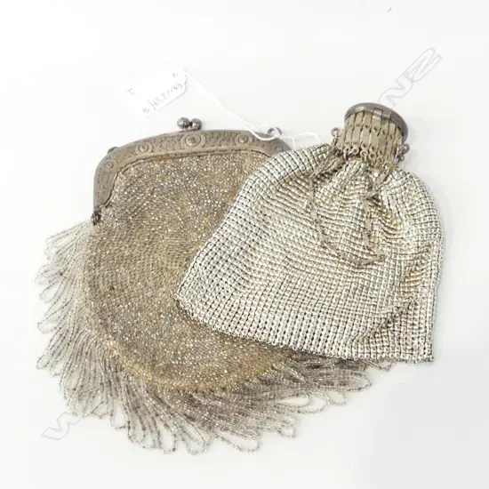 2 VINTAGE SILVER METAL PURSES