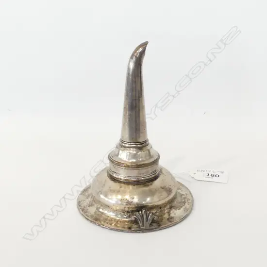 ANTIQUE WINE FUNNEL, SILVER PLATED COPPER, L. 142MM