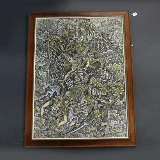 LG BUDDISHT ARTWORK DEPICTING THE RESCUE OF SITA - NATIVE PIGMENTS ON CANVAS 880x650mm