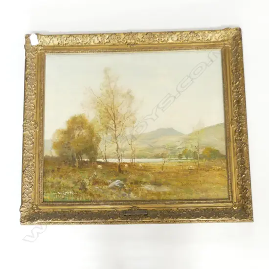 TOM CAMPBELL - ENGLISH LAKE COUNTRY - OIL ON CANVAS, GILT FRAME C.1900 500x600mm