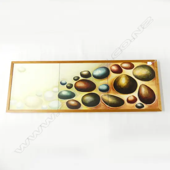 AMANDA VAN RIJIN ? ACRYLIC TRIPTYCH 'SHOAL' PAINTING 1190 X 390mm