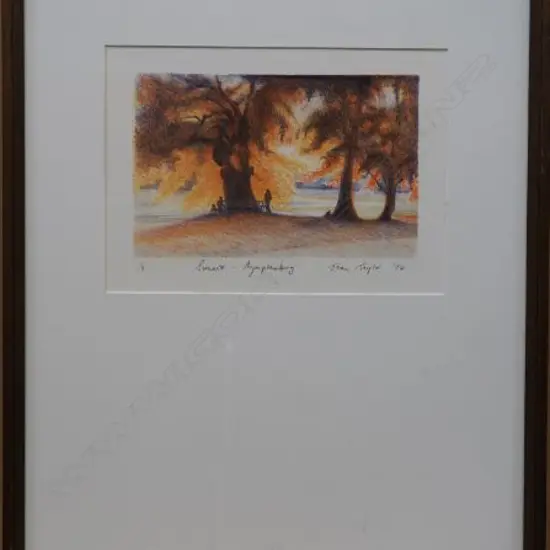 JOAN TAYLOR (NZ, ACTIVE 1970s), SUNSET NYMPENBURG '84, LITHOGRAPH, SIGNED, 140mm x 210mm