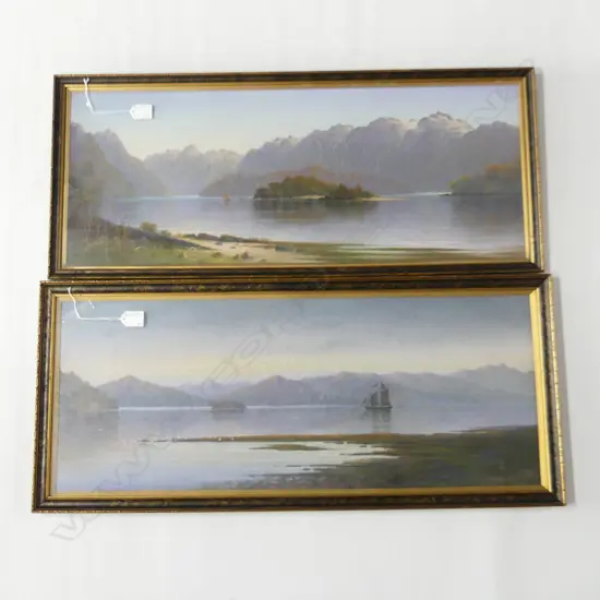 PR J. D. PERRET COLONIAL LAKE LANDSCAPE PASTELS 290x740mm