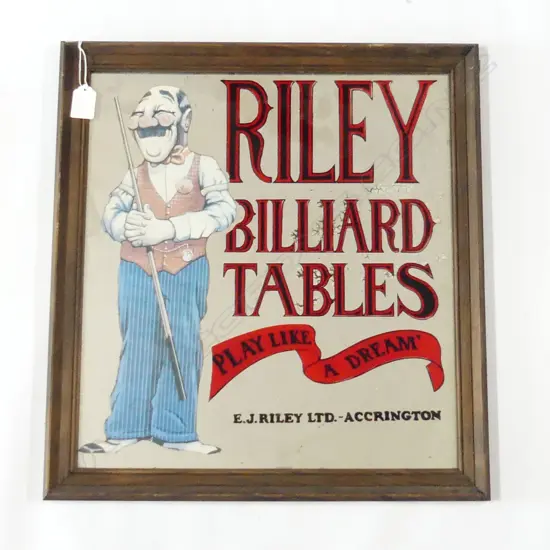 NOVELTY MIRROR 'RILEY BILLIARD TABLES - PLAY LIKE A DREAM' 480x445mm