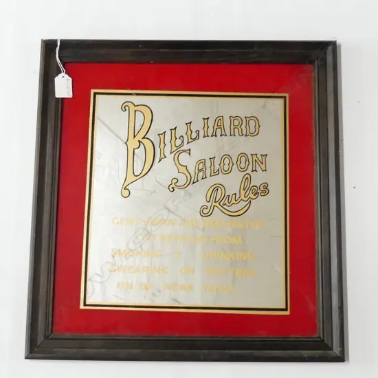 NOVELTY MIRROR 'BILLIARD SALOON RULES...' 465x435mm
