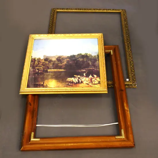 3 LGE PICTURE FRAMES; 1 w. TURNER PRINT 545x565mm