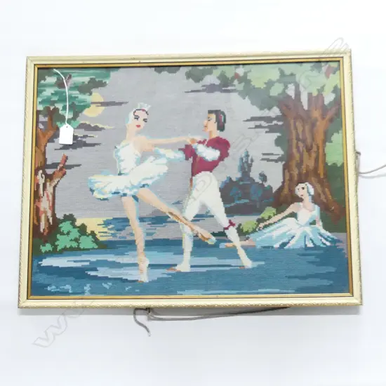 RETRO / VINTAGE BALLET EMBROIDERY, FRAMED 415x555mm