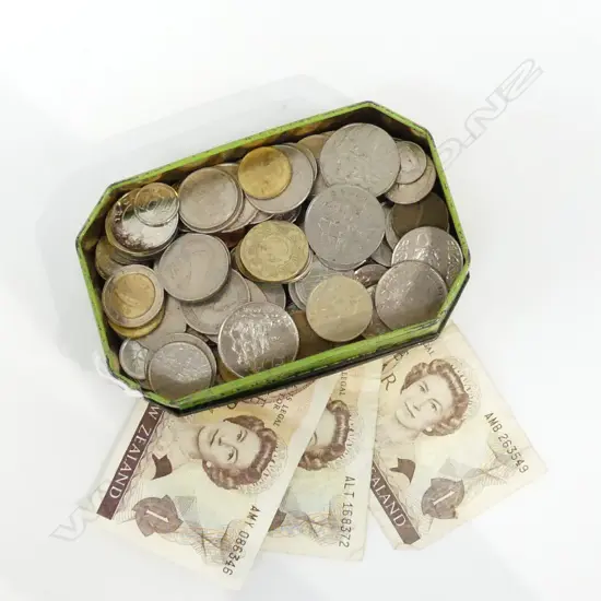 TIN OF ASST. WORLD COINS