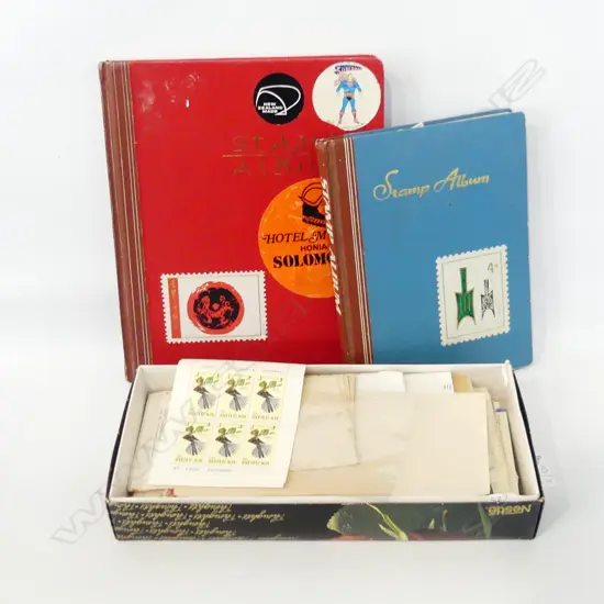 2 STAMP ALBUMS + ASST. LOOSE STAMPS 