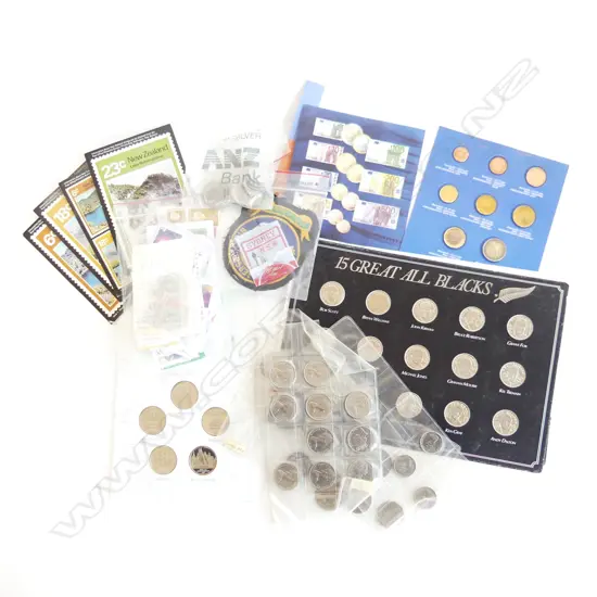 ASST. COINS & STAMPS - EURO, DUTCH, NZ, ALL BLACKS ETC