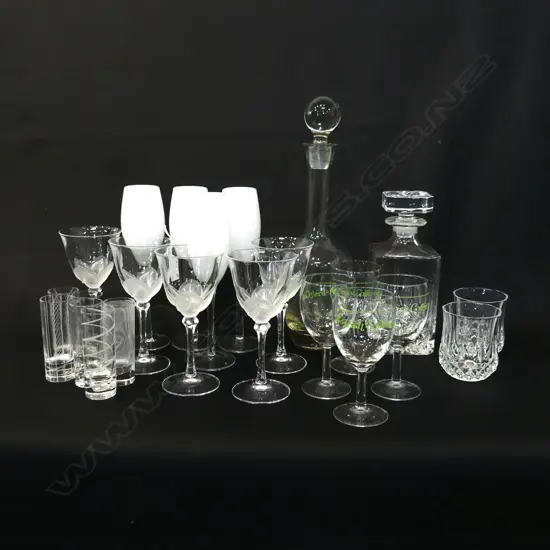 GLASSWARE; DECANTERS, SHOTS, J. G. DURAND STEMWARE ETC
