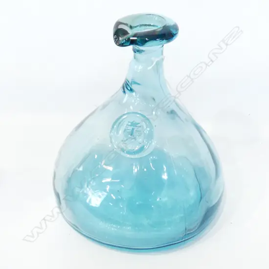 ANTIQUE STYLE BLUE FLASK BOTTLE H.220mm possibly Scandinavian - Viking motif