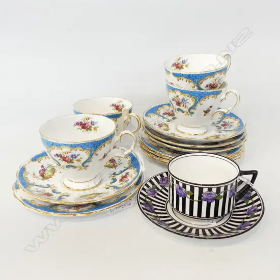 TRIOS OF CHINA CUPS & SAUCERS