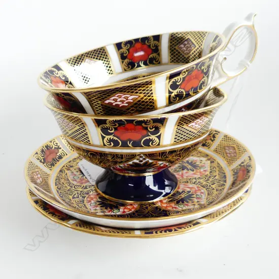 2 ROYAL CROWN DERBY GAUDY IMARI  CUPS AND SAUCERS