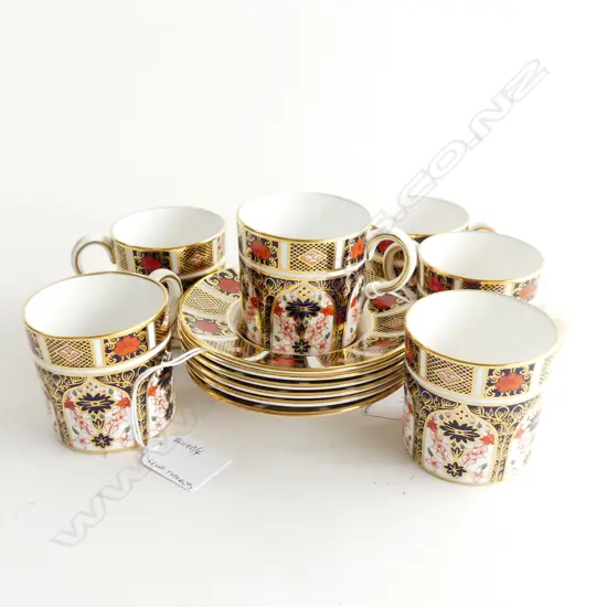 6 ROYAL CROWN DERBY DEMITASSE CUPS AND SAUCERS C 1978 