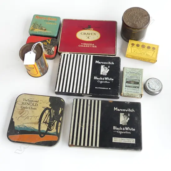LOT ASST CIGARETTE TINS AND OTHERS 