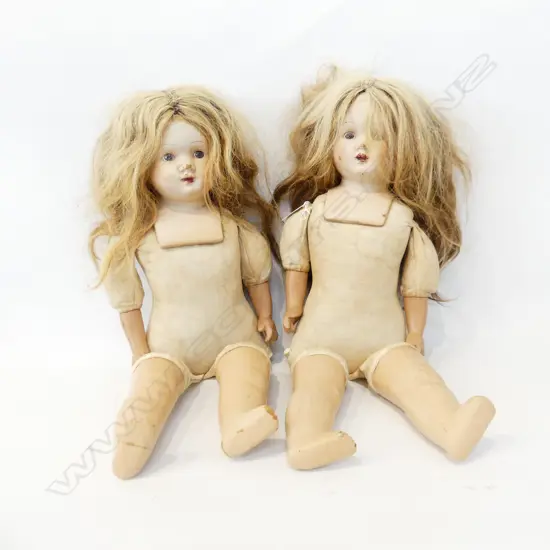 2 ANTIQUE SLEEPY EYE DOLLS H.500mm