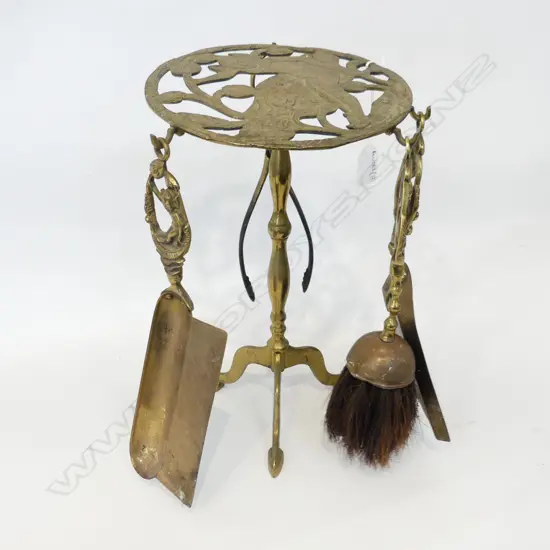BRASS TRIVET STAND w. 4 TOOLS H.310mm