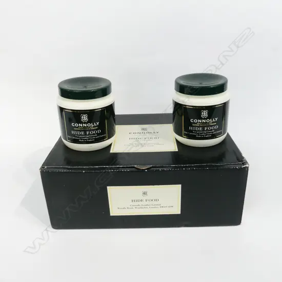 6 11oz JARS OF CONNOLLY HIDE FOOD - LEATHER CARE, BOXED
