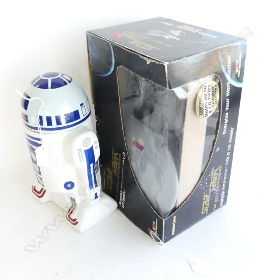 BOXED STAR TREK CD HOLDER & CHINA STARWARS RD D2 BISCUIT BARREL