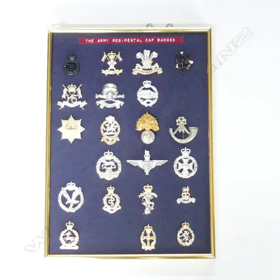 FRAMED MILITARY CAP BADGES (RESTRIKES) 355x250mm